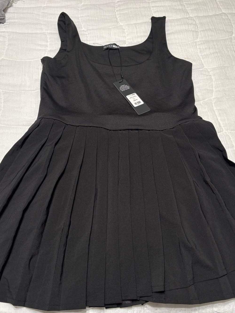 Fashion Nova Black Pleated Mini Dress